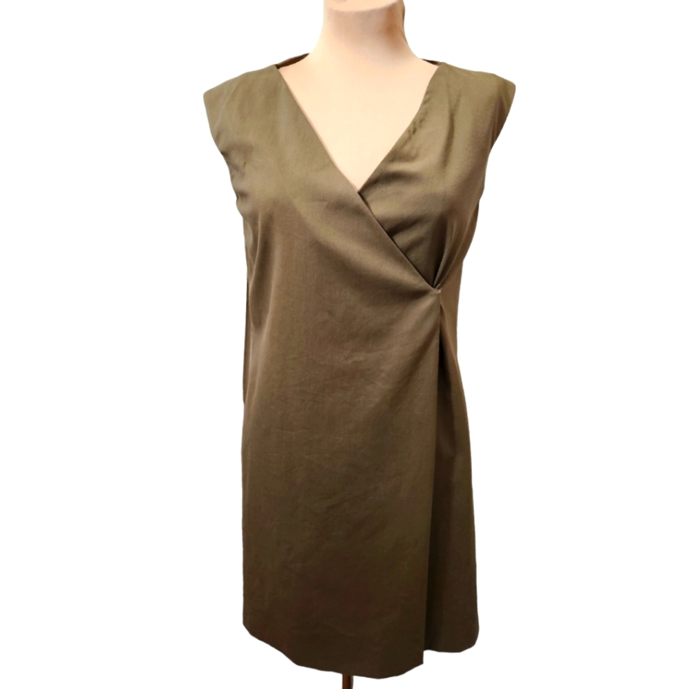 GUCCI Sage Green Silk & Cotton Faux Wrap Dress - 42 EU - Picture 4 of 15